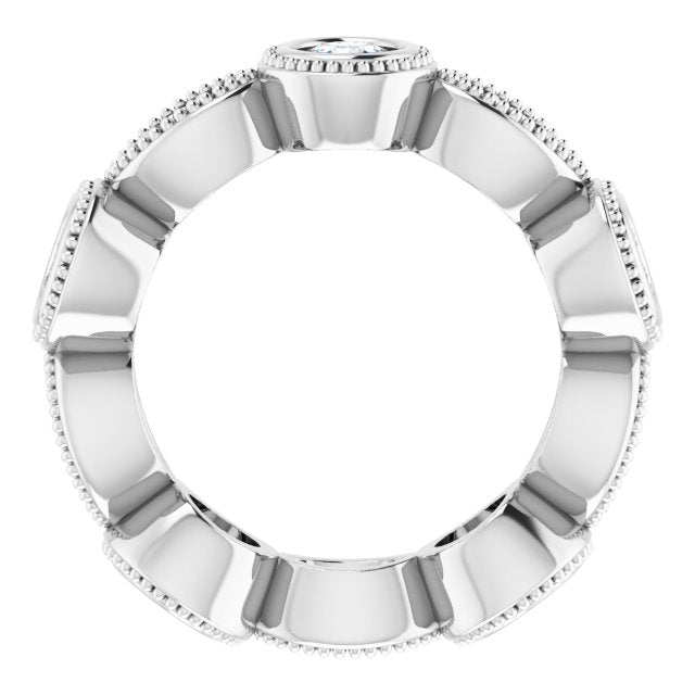 0.95 ct. Bezel Set Round Diamond Milgrain Accent Eternity Band-VIRABYANI